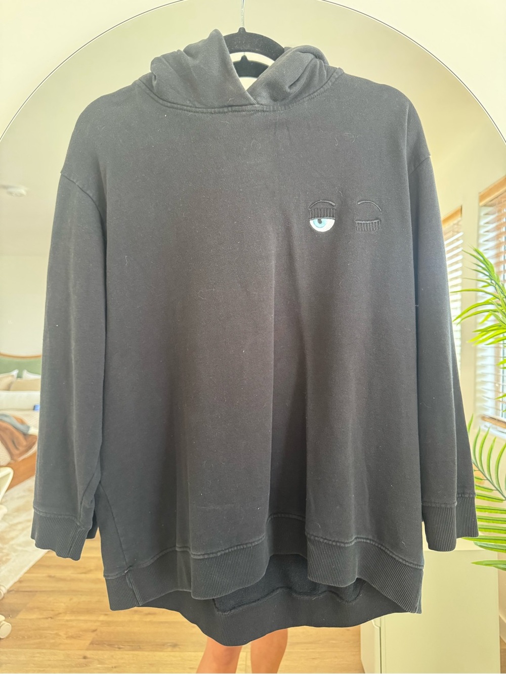 Chiara Ferragni Black Pullover Hoodie with Iconic Eyes